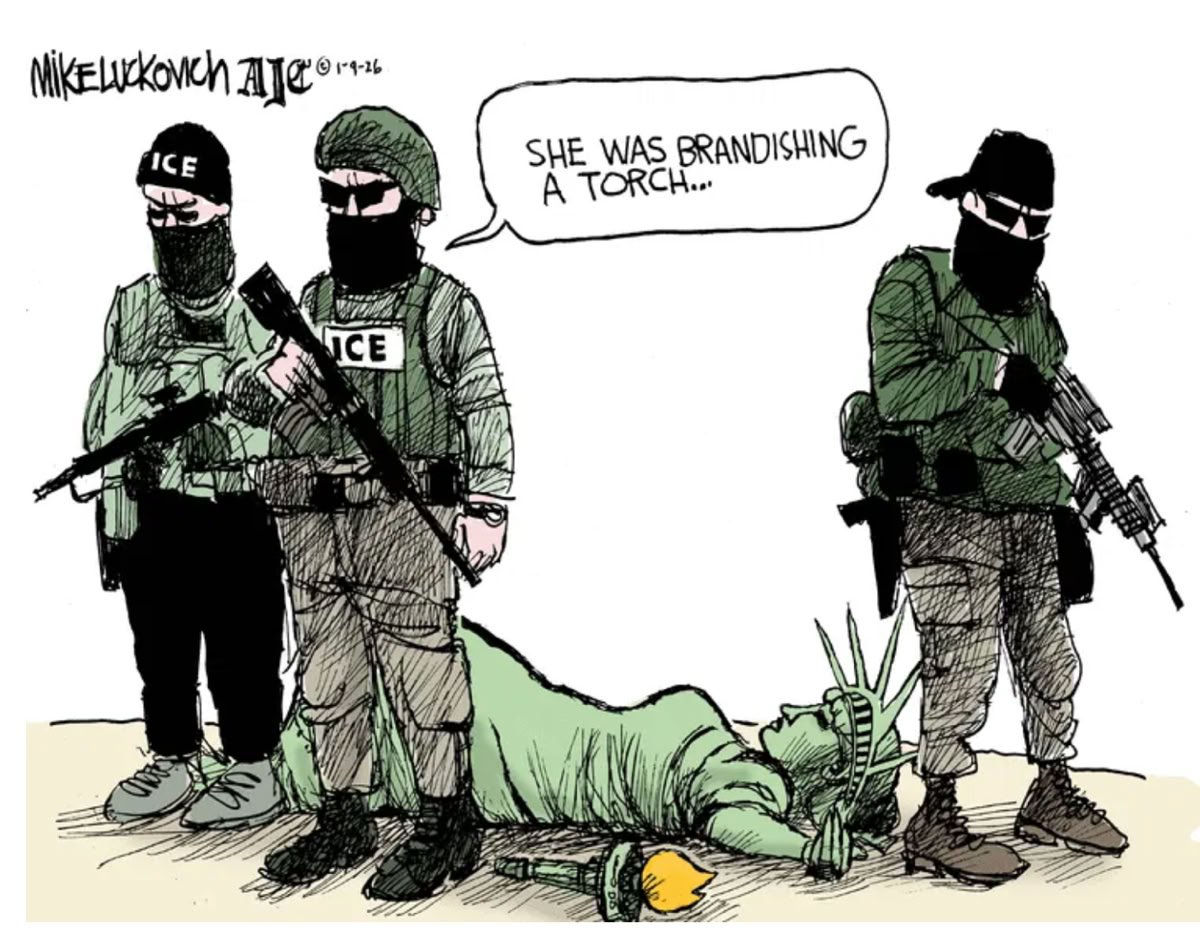 Ice agents killing Statue of Liberty