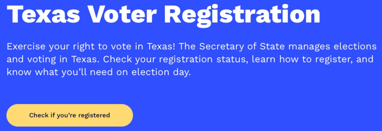Check to see if you are registered in the state of Texas