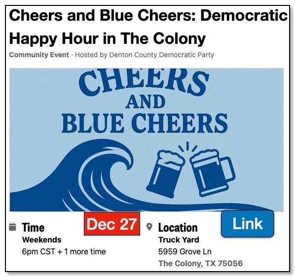 Cheers and Blue Cheers: Democratic Happy Hour in The Colony